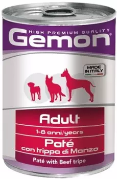 Gemon Dog Adult консервы для собак (паштет) (Говяжий рубец, 400 гр.)