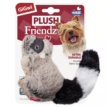 GiGwi Plush Friendz игрушка для собак мелких пород енот с пищалкой (16 см.)