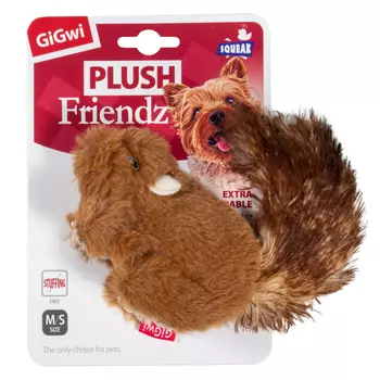 GiGwi Plush Friendz игрушка для собак мелких пород белка с пищалкой (16 см.)