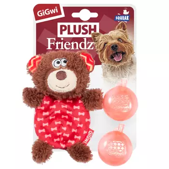 GiGwi Plush Friendz игрушка для собак мишка со сменными пищалками (13 см.)