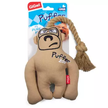 GiGwi Puffer Zoo игрушка для собак обезьяна с пищалкой и веревкой (31 см.)