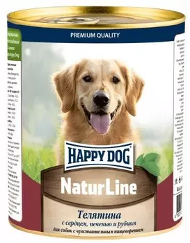 Happy Dog Natur Line консервы для собак (Телятина с сердцем, печенью и рубцом, 970 г.)