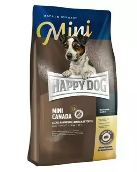 Happy Dog Supreme Mini Canada корм для взрослых собак мелких пород склонных к аллергии (Лосось и кролик, 1 кг.)