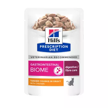 Hill's Prescription Diet Gastrointestinal Biome пауч для кошек при расстройствах пищеварения (Курица, 85 г.)