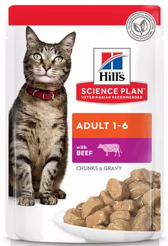 Hill's Science Plan Optimal Care пауч для кошек от 1 до 6 лет (кусочки в соусе) (Говядина, 85 г.)