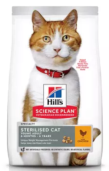 Hill's Science Plan Sterilised Cat корм для стерилизованных молодых кошек до 6 лет (Курица, 3 кг.)