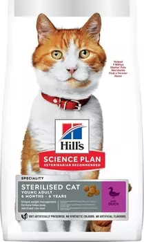 Hill's Science Plan Sterilised Cat корм для стерилизованных молодых кошек до 6 лет (Утка, 3 кг.)