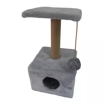 HOMECAT когтеточка домик с площадкой (47 х 47 х 97 см., Серый)