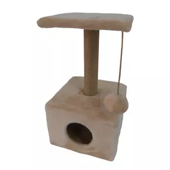 HOMECAT когтеточка домик с площадкой (47 х 47 х 97 см., Бежевый)