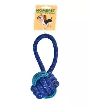 HOMEPET seaside игрушка для собак узел из каната с петлей (22 см., Синяя)