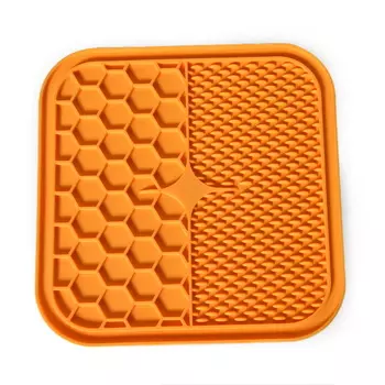 HOMEPET silver series лизательный коврик для медленного кормления собак и кошек на присосках (21 х 21 см., Оранжевый)