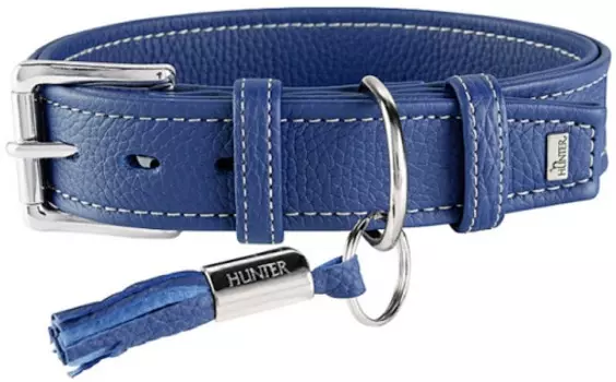 Hunter ошейник кожаный Cannes (34 - 42 см., Синий)