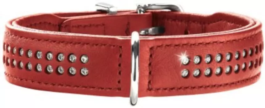 Hunter ошейник кожаный Diamond Elk Petit (35 - 39 см., Красный)