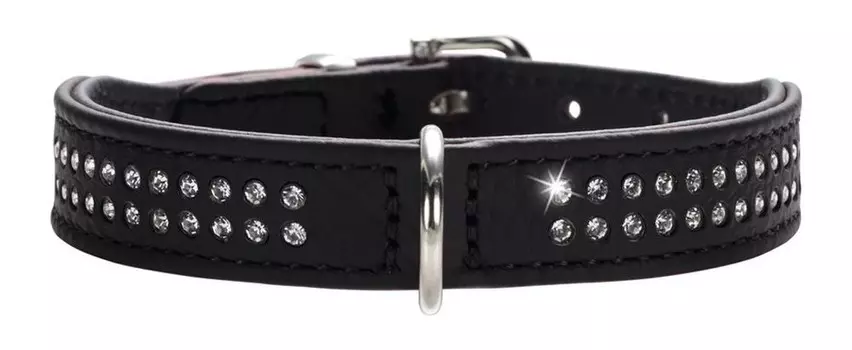 Hunter ошейник кожаный Diamond Petit (23 - 27 см., Черный)