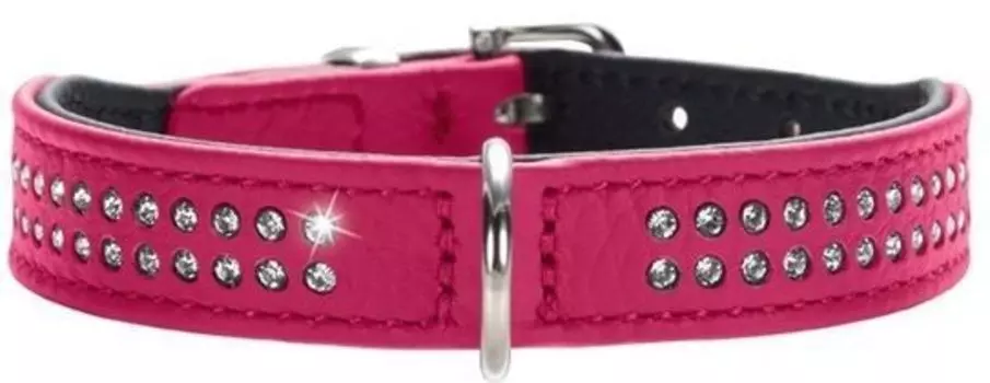 Hunter ошейник кожаный Diamond Petit (30 - 34 см., Розовый)