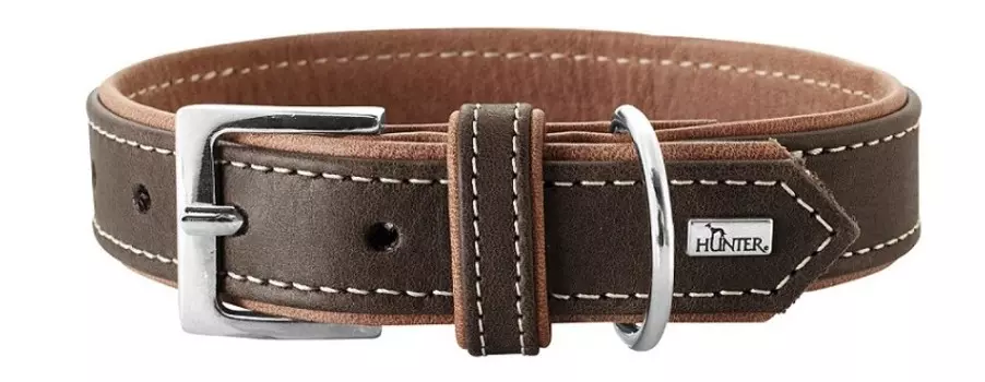 Hunter ошейник кожаный Porto (42 - 48 см., Коричневый)