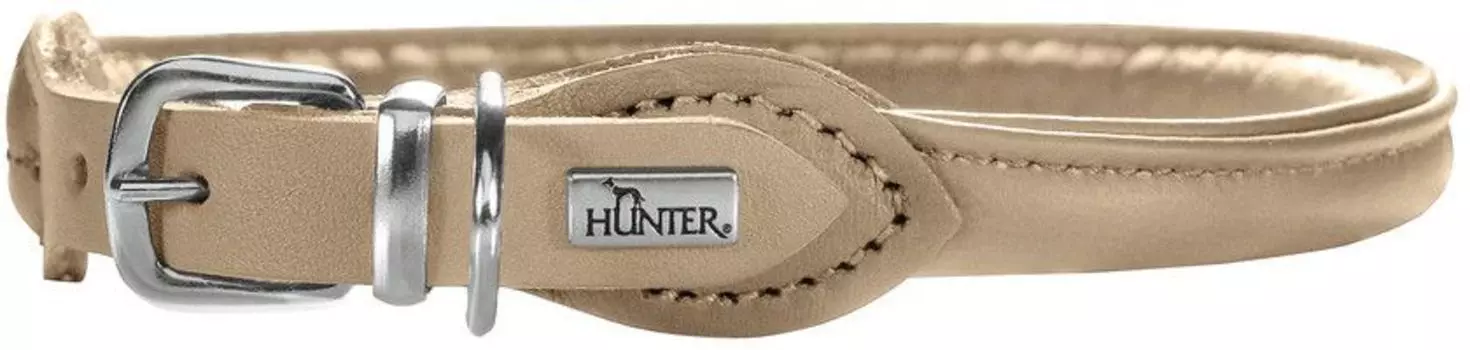 Hunter ошейник кожаный Round&amp;Soft Elk (24 - 27 см., Бежевый)