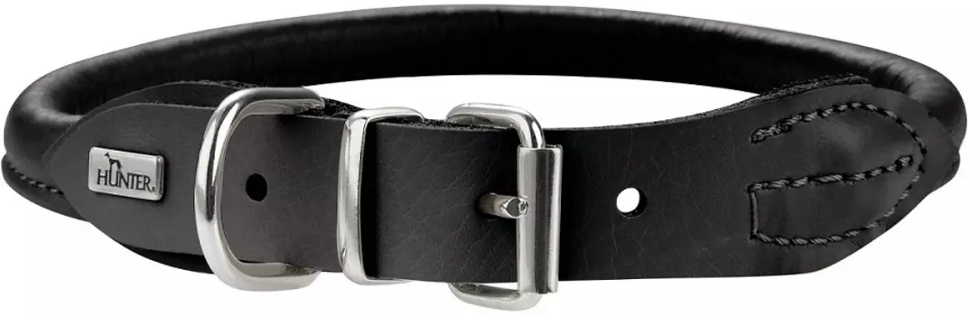Hunter ошейник кожаный Round&Soft Elk (30 - 33 см., Черный)