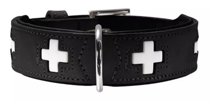 Hunter ошейник кожаный Swiss (41 - 49 см., Черный)