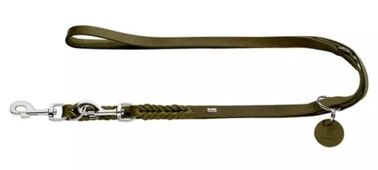 Hunter поводок-перестежка кожаный Solid Education (13/250 мм., Оливковый)