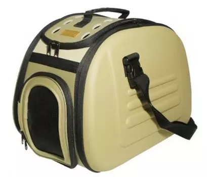 Ibiyaya складная сумка - переноска бежевая для собак и кошек до 6 кг (46 х 32 х 30 см.)