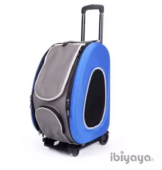Ibiyaya складная сумка - тележка 3 в 1 для собак до 8 кг (сумка, рюкзак, тележка) (58 х 30 х 34 см., Синий)