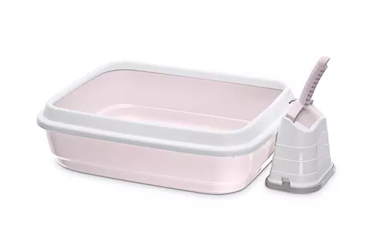 Imac Duo туалет для кошек с бортом и совком (Светло-розовый)
