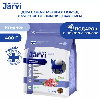 Jarvi сухой полнорационный корм для взрослых собак мелких пород с чувствительным пищеварением (Ягненок, 400 г.)