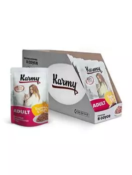 Karmy Adult пауч для взрослых кошек (кусочки в соусе) (Курица, 80 г. упаковка 12 шт)