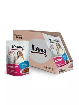 Karmy Adult пауч для взрослых кошек (кусочки в желе) (Лосось, 80 г. упаковка 12 шт)