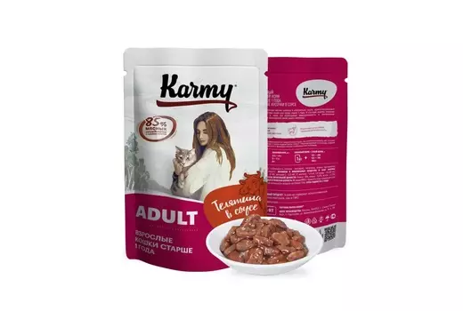 Karmy Adult пауч для взрослых кошек (кусочки в соусе) (Телятина, 80 г.)