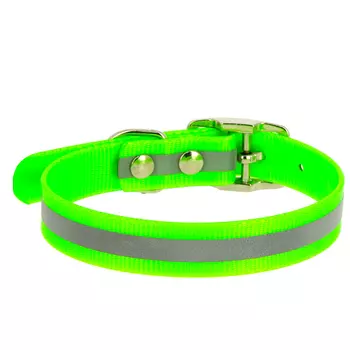 Каскад ошейник из биотана со светоотражающей полосой (15 мм х 26-35 см, Зеленый)