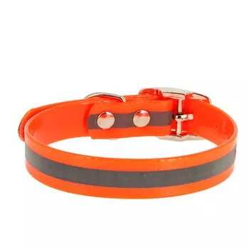 Каскад ошейник из биотана со светоотражающей полосой (15 мм х 26-35 см, Оранжевый)