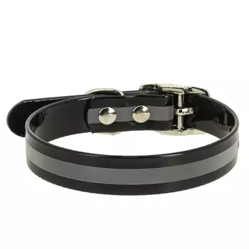 Каскад ошейник из биотана со светоотражающей полосой (15 мм х 26-35 см, Черный)