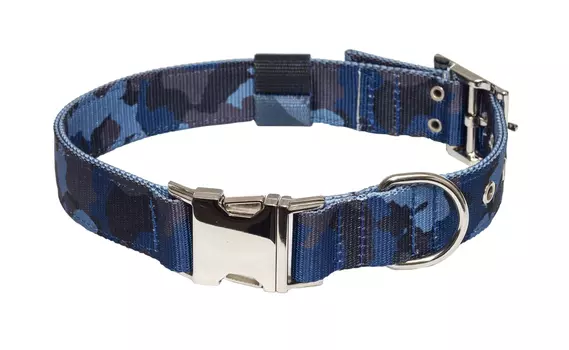 Каскад ошейник капроновый "Камуфляж" быстросъемный (52-62 см., Синий)