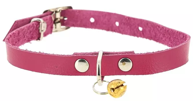 Каскад ошейник кожаный мягкий с бубенчиком для кошек (20-25 см.)