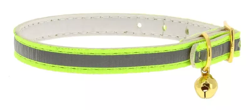 Каскад ошейник "Синтетик" светоотражающий для кошки с бубенчиком (Зеленый)
