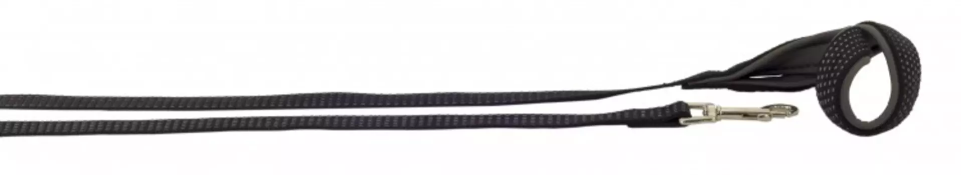 Каскад поводок нейлоновый "Премиум" светоотражающий с неопреновой подкладкой (25 мм., Черный)