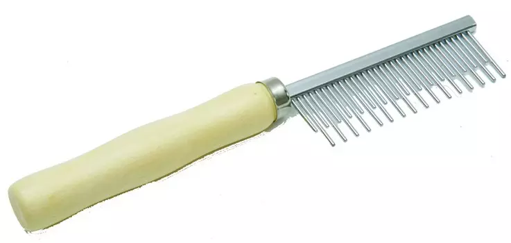 Каскад расческа с деревянной ручкой, комбинированный зуб