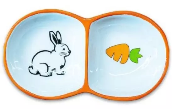 КерамикАрт миска для грызунов двойная (2 х 50 мл., Оранжевый)