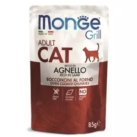 Корм для кошек Monge Grill, беззерновой, с ягненком 85 г