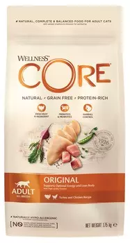 Корм для кошек Wellness беззерновой, с курицей, с индейкой 1.75 кг