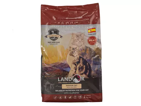 Landor Indoor Cat сухой корм для кошек живущих в помещении (Утка,рис, 2 кг.)