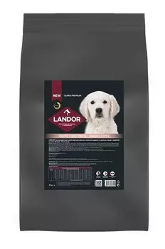 Landor полнорационный сухой корм для щенков и юниоров средних и крупных пород (Индейка и утка, 15 кг.)