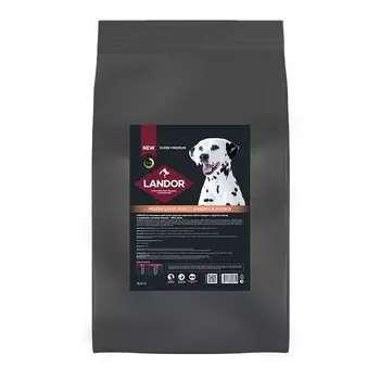 Landor полнорационный сухой корм для взрослых собак cредних и крупных пород (Индейка и лосось, 15 кг.)
