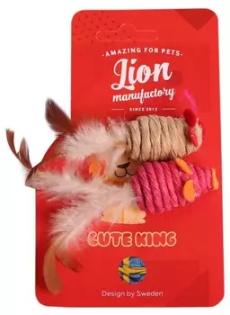 Lion игрушка Эко "Мышка с перьями"с экстрактом кошачьей мяты для кошек (2 шт) (5 см.)
