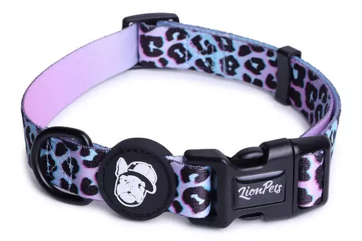 Lion ошейник для собак с рисунком из полиэстера LPO-00500 (20мм*25-40 см., Фиолетовый леопард)