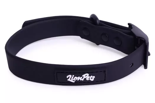 Lion ошейник из биотана с металлической пряжкой LPO-00520 (25мм*40-65 см., Черный)