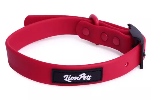 Lion ошейник из биотана с металлической пряжкой LPO-00520 (19мм*33-55 см., Красный)