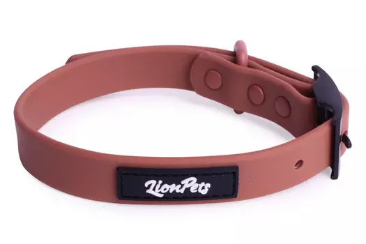 Lion ошейник из биотана с металлической пряжкой LPO-00520 (25мм*40-65 см., Коричневый)
